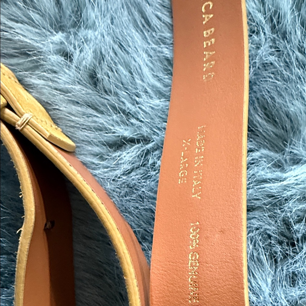 Veronica Beard designer yellow suede belt with Brown Leather Trim - Picture 4 of 4